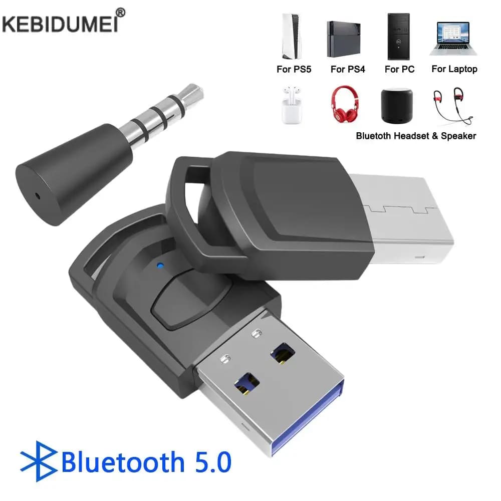 Receiver Wireless Headphone Adapter for Sony PS5/PS4 Gaming Headphones for PC Bluetooth 5.0 Audio Transmitter