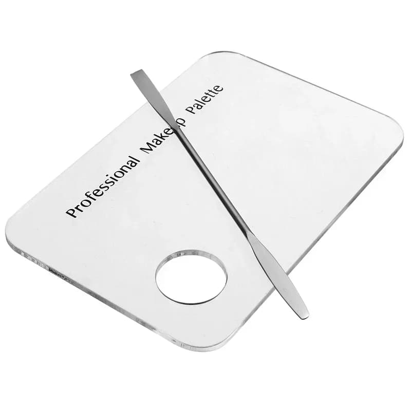 Acrylic Cosmetic Make-up Nail Shades Cup + Stainless Steel Spatula Tools