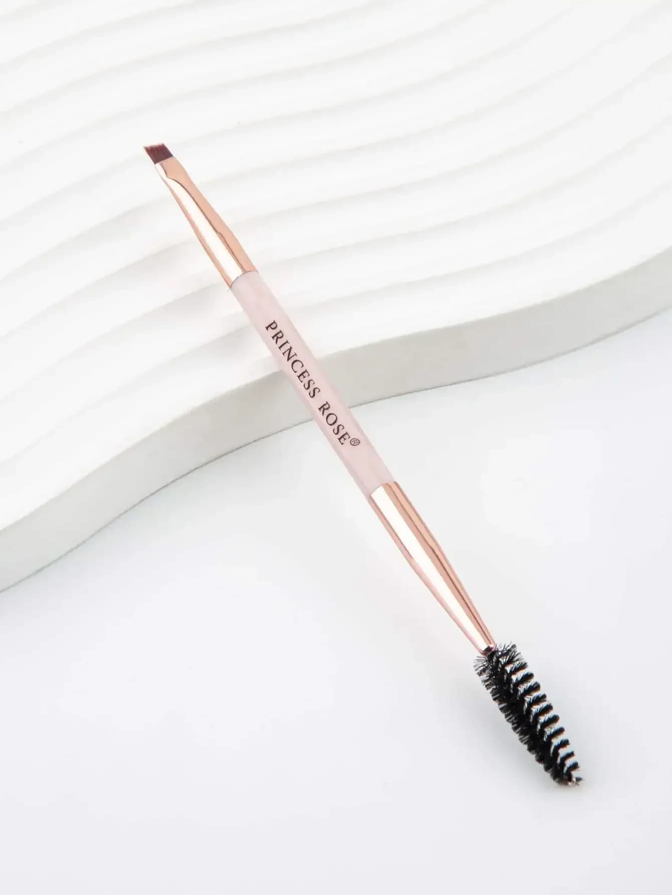 Princess Rose Rose Princess Pennello portatile per sopracciglia rosa a doppia punta, pennello per ciglia, pennello per trucco occhi, realizzato con setole morbide