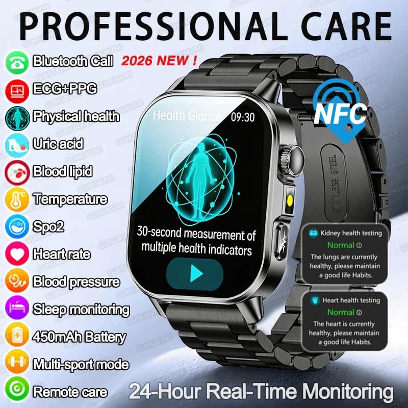 Nuovo Smartwatch AI per Diagnosi Sanitaria Uomo Donna con ECG+PPG, Monitoraggio Lipidi, Pressione Sanguigna, Acido Urico, Frequenza Cardiaca, Chiamate HD - Modello 2026