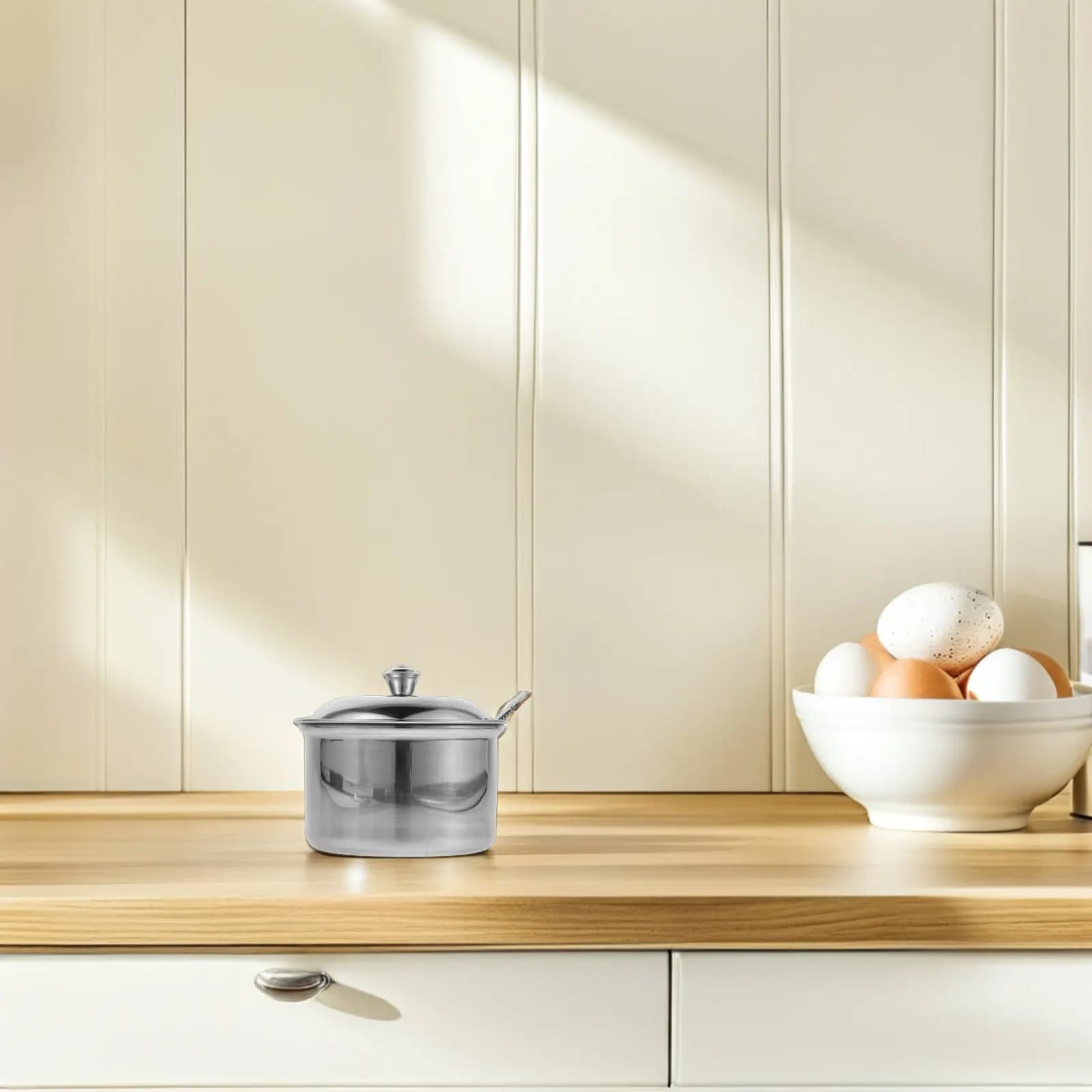 Set di Contenitori per Spezie in Acciaio Inox con Coperchio e Cucchiaio, per Sale, Pepe, Condimenti, Organizzatore da Cucina Ermetico