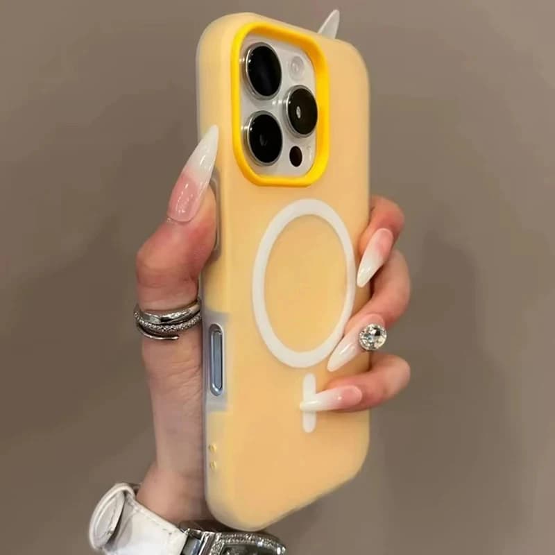 Custodia di Lusso 2 IN 1 Colore Caramella per MagSafe per iPhone 17 16 15 14 Plus 13 11 12 ProMax, Cover Bumper Magnetica per Ricarica Wireless