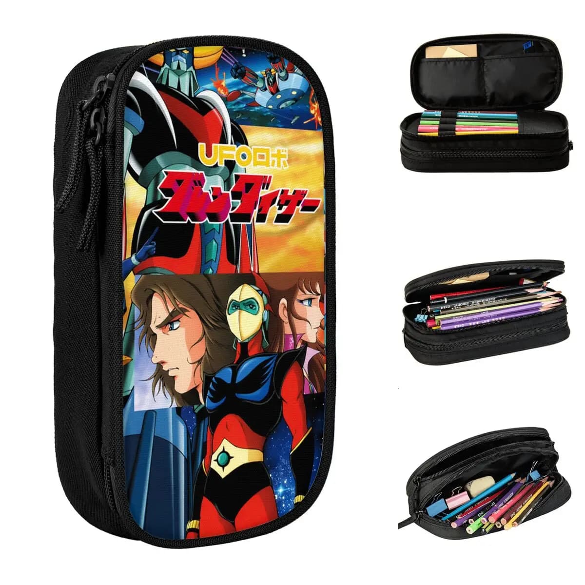 Astuccio per matite UFO Robot Goldorak Actarus Mazinger Z Astuccio portapenne per studenti Borse per matite Materiale scolastico