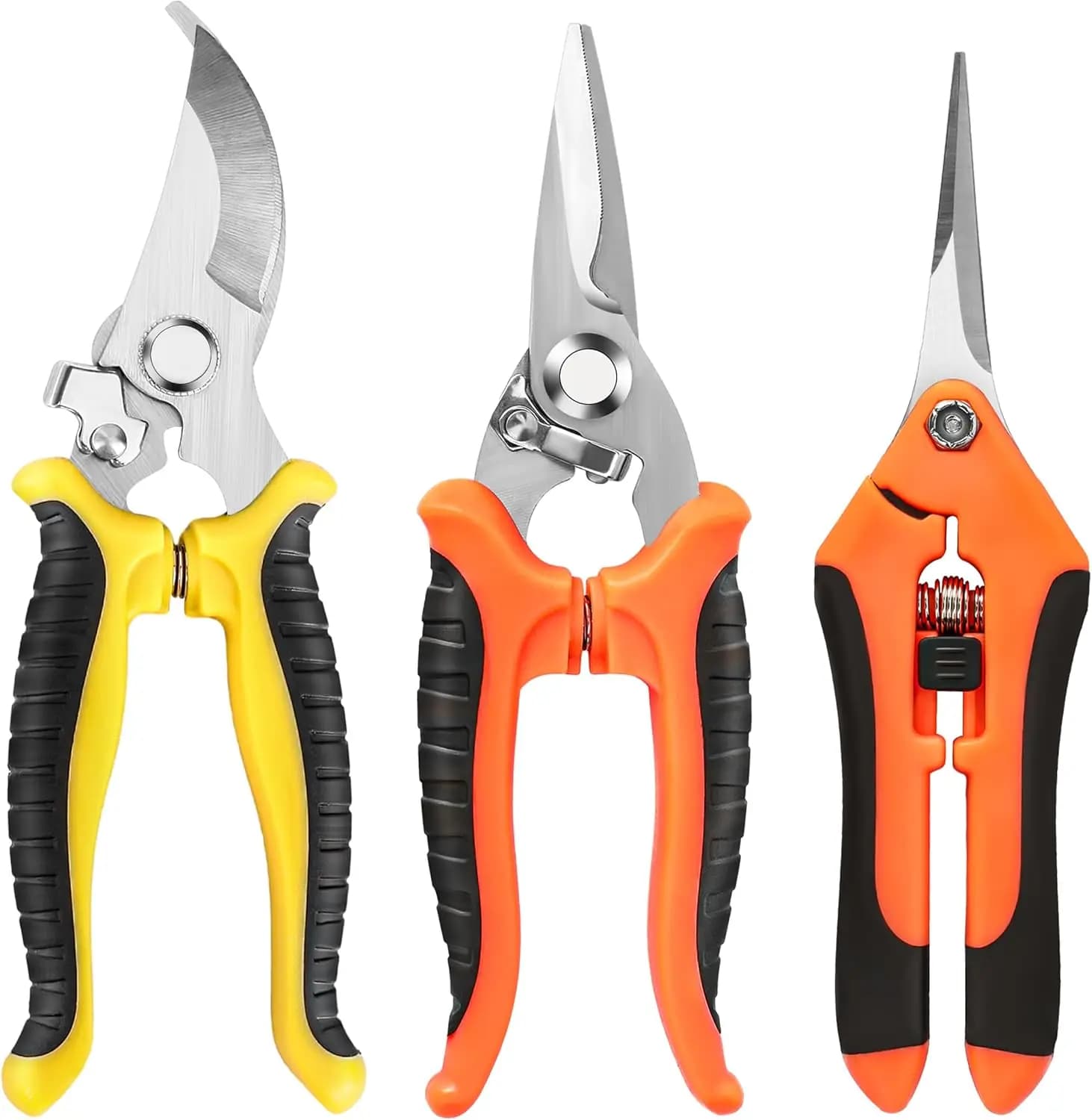 Set di 3 Forbici da Giardinaggio, Cesoie in Acciaio Inossidabile, Attrezzi per una Cura Efficiente delle Piante