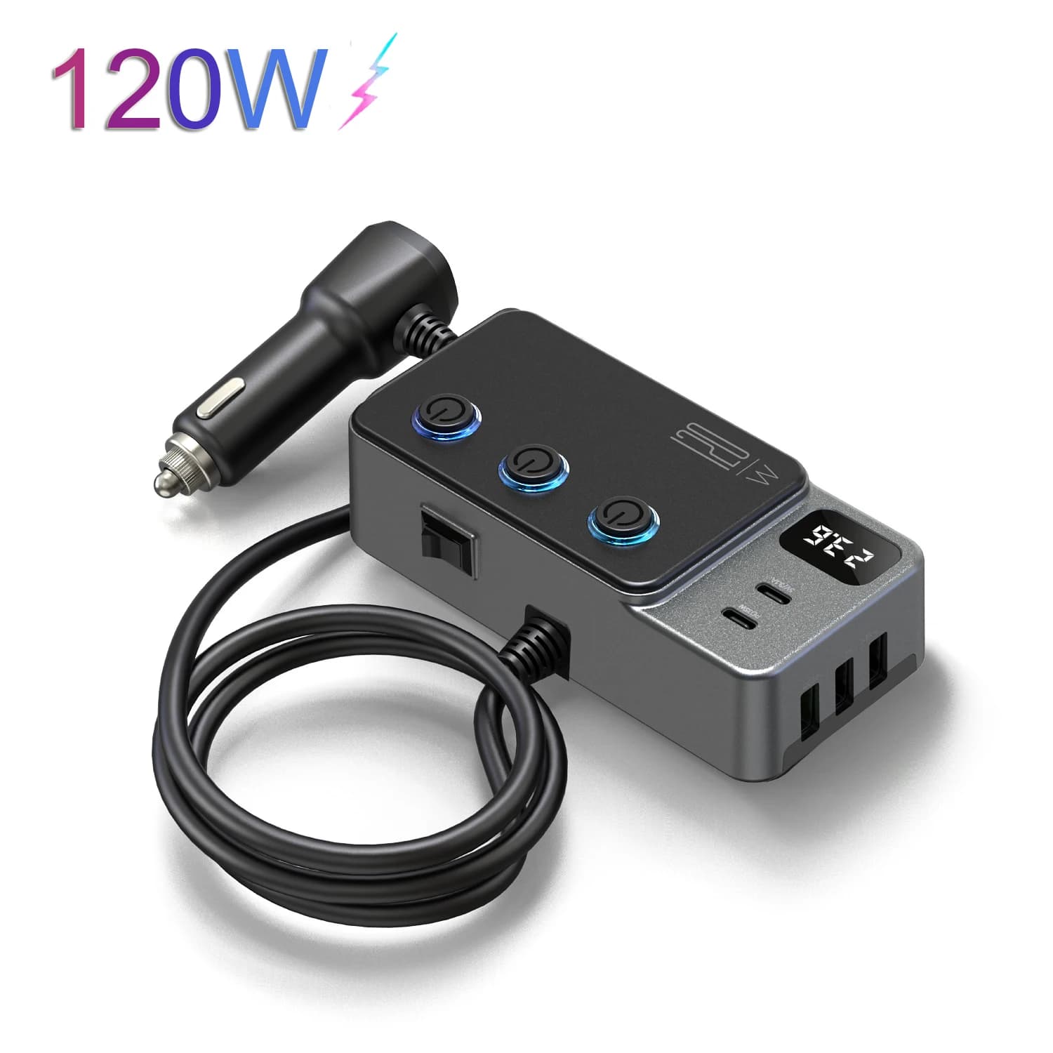 Adattatore splitter per accendisigari per auto Caricatore USB per auto Multi porta con carica PD35W/QC3.0 USB C 12V/24V per tutti i dispositivi per auto