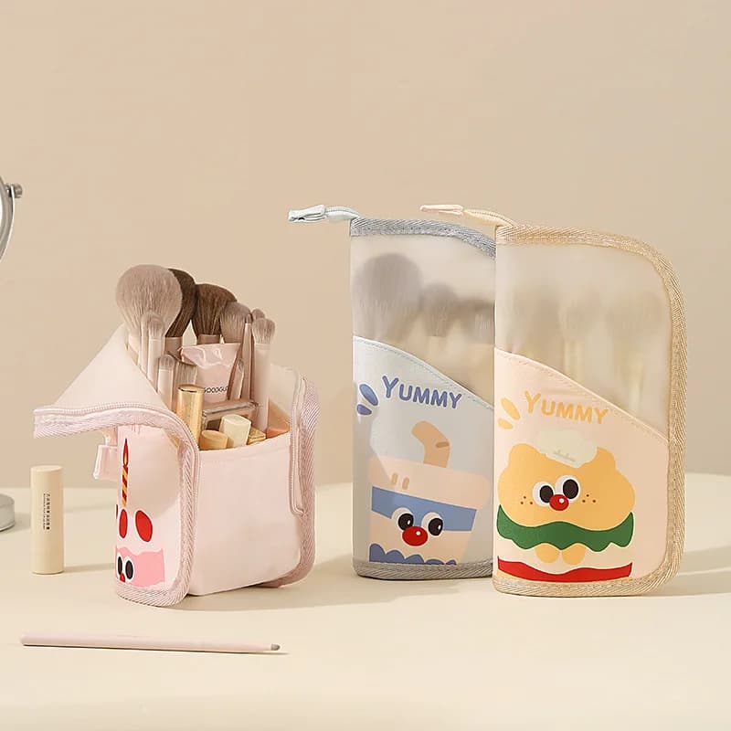 Portable Women Handheld Cosmetic Bag Storage Pouch for Makeup Brushes Lipstick Eyebrow Pencils Stationery Waterproof Wash Bag