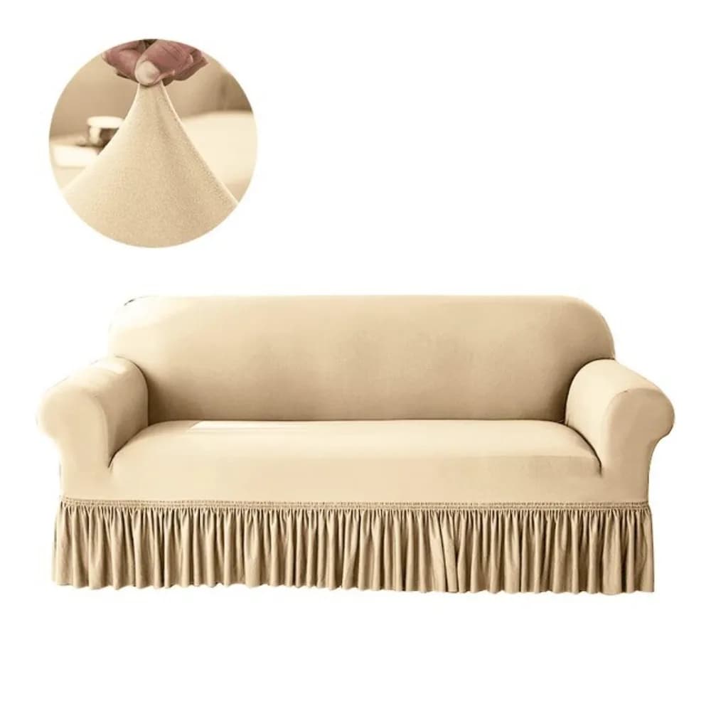 Dustproof Stretch Sofa Slipcover Soft 1/2/3/4 Seat Non-slip Sofa Cover with Skirted Edge Full Coverage Sofa Protector Cover