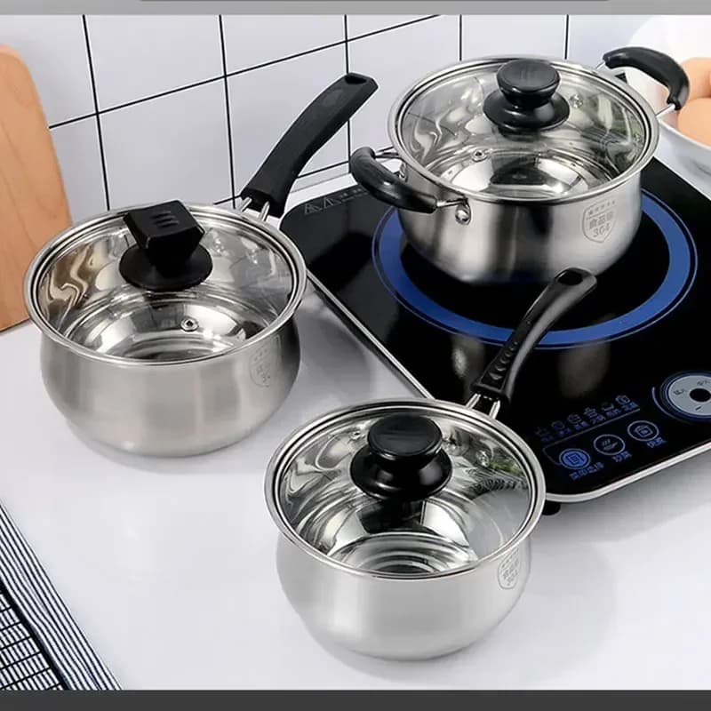 Pentola in acciaio inossidabile Padella antiaderente con coperchio in vetro Pentole per cucina Pentole Utensili da cucina Fornello a induzione