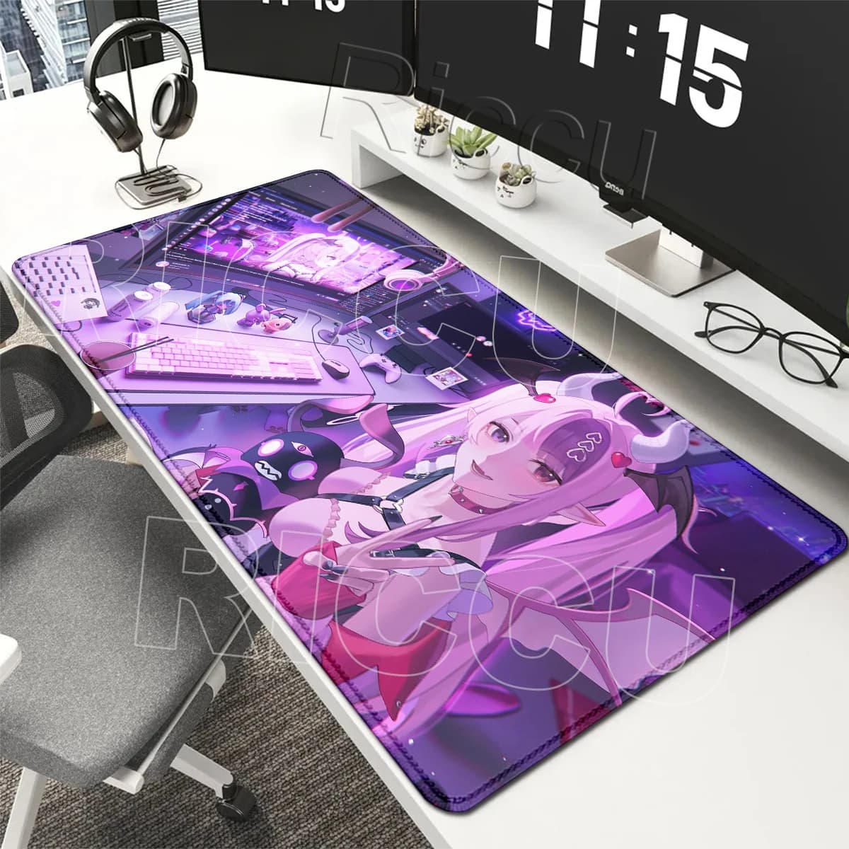 Anime Girl Ironmouse Bubi Mouse Pad Gaming Office Accessories Table Carpet Extended Desktop Aesthetics Stitched Edge Rubber Pads