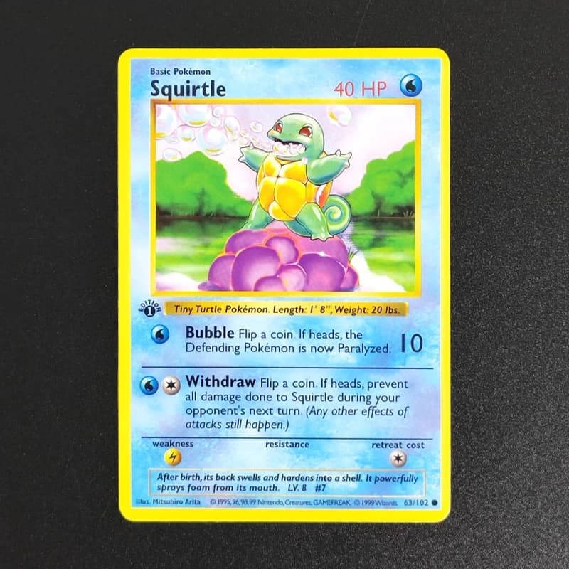 Carta da Collezione Proxy 1999 P.M GAME SQUIRTLE 63, Carta Singola RARA, Carte da Gioco Classiche Anime, Giocattoli