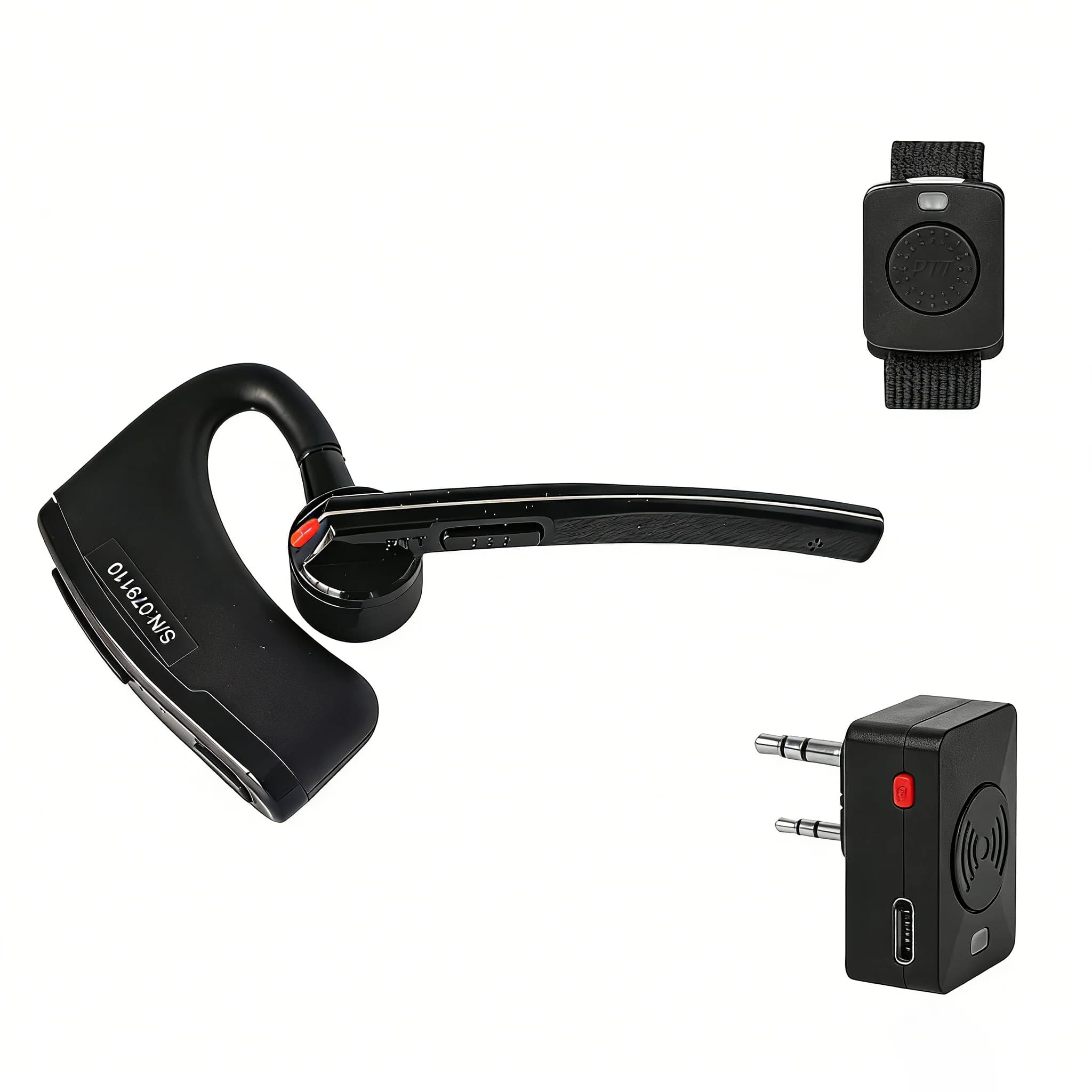 Wireless Dongle Headset for Two Way Radio Baofeng UV-5R Quansheng UV-K5 Bluetooth Adapter with PTT Kenwood Plug Motorola Type