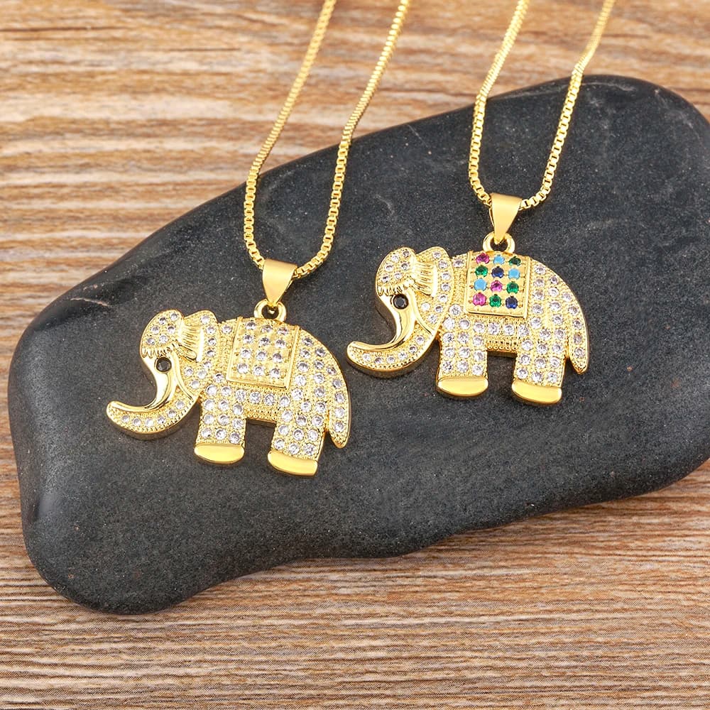 Nidin New Cute women's Luxury Cubic Zirconia Elephant ciondolo collana catena estetica dichiarazione gioielli Vintage per ragazze regalo