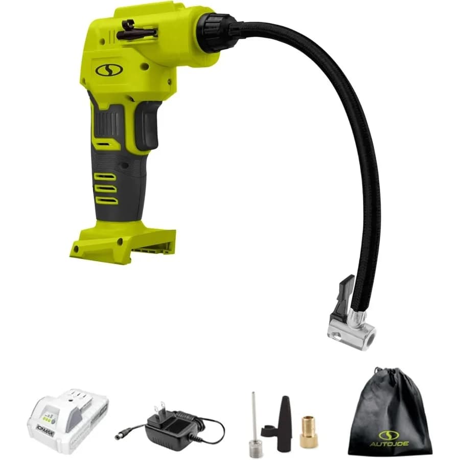 Gonfiatore portatile per pneumatici senza fili da 24 V con caricabatteria da 2,0 Ah e adattatori per ugelli per ruote per auto Piscine Bici Nero High-P