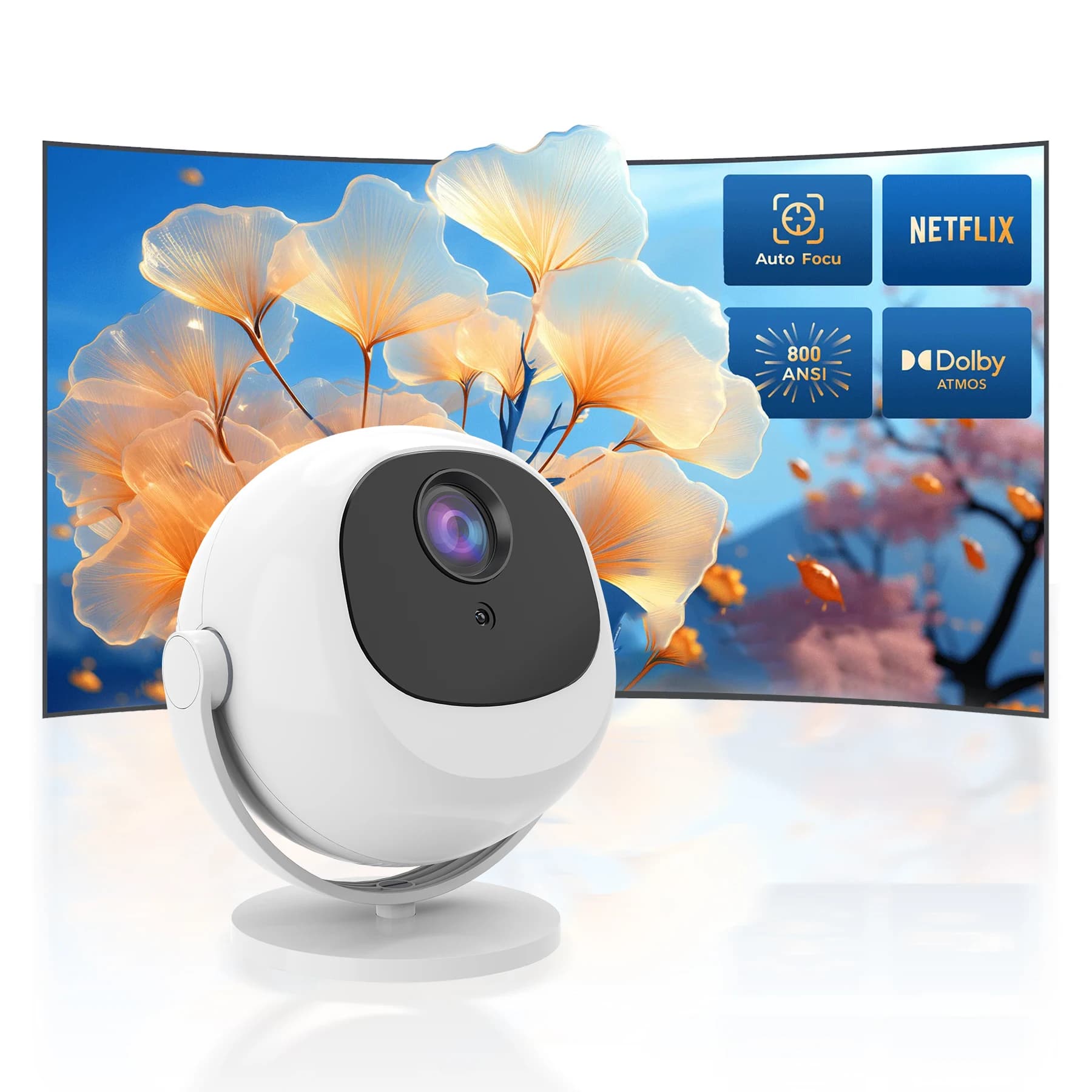 Salange P360 Mini proiettore domestico portatile 4K Cinema Android11 WiFi 6 BT5.2 Correzione automatica 360 ° Proiettore intelligente da esterno ruotabile