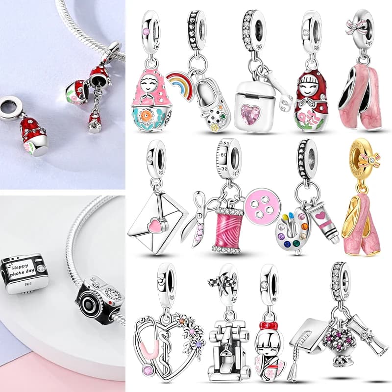 Nuovi Charm Originali in Argento Sterling 925, Ciondoli a Forma di Scarpette da Ballo e Personaggi, Charm per Bracciali Fai-da-Te, Regalo di Gioielleria per Donne