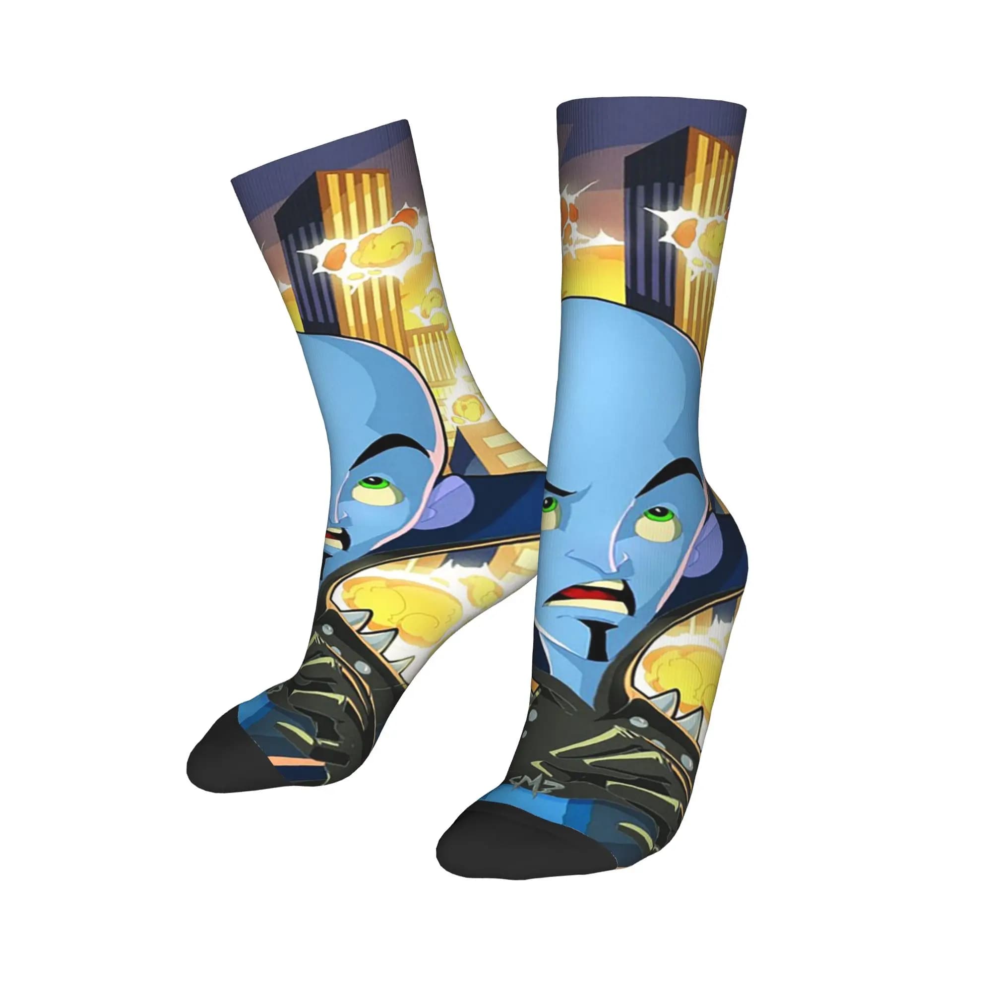 Long socks for all seasons, long socks with animation of Megamind cartoons, long socks Harajuku Hip Hop, accessories for men and women, Christmas gift