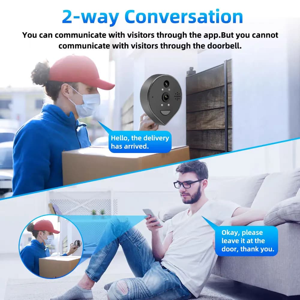 Videocitofono Wireless WiFi 5MP Tuya Smartlife con Rilevamento PIR e Funzione Interfono per la Sicurezza Domestica