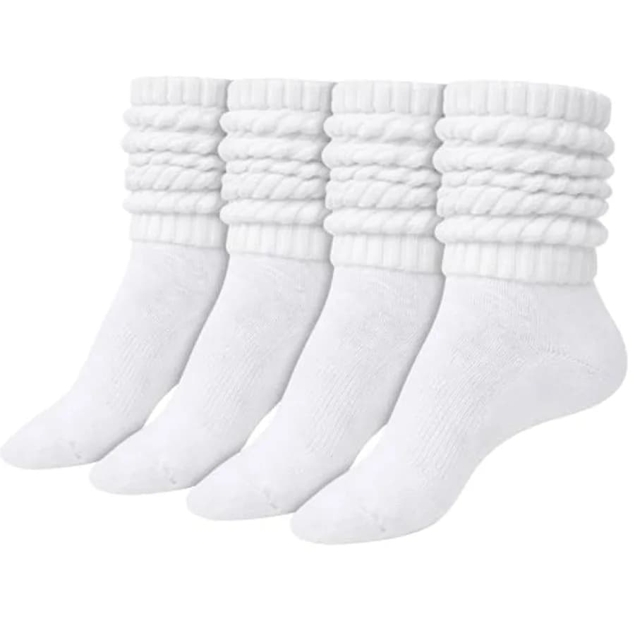 Winterlace Crew Slouch Socks 90% Cotton 2-Pairs Scrunchy Mid Calf Soft Retro Womens Boot Short Calf Sock