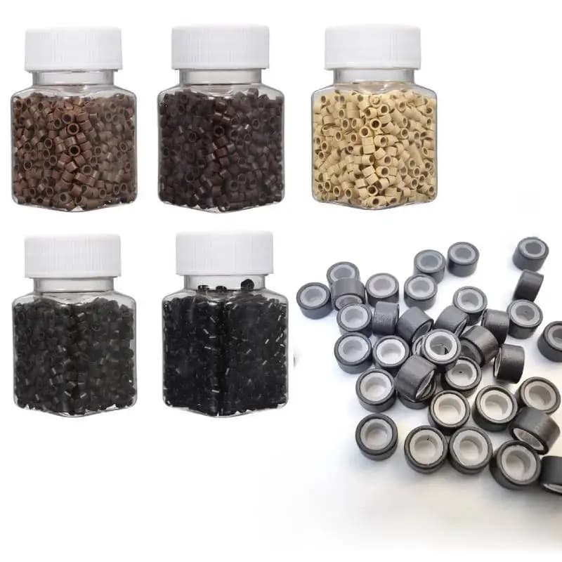 1000Pcs Micro Ring Microlink Beads Staples per l'estensione dei capelli s Microchip Silicone Micro Bead per strumento di estensione dei capelli di piume 5mm