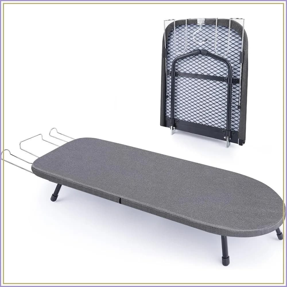 Portable Folding Ironing Board with Iron Rest, 32x12 inch, Heat Resistant Cover, for Travel & Dorms