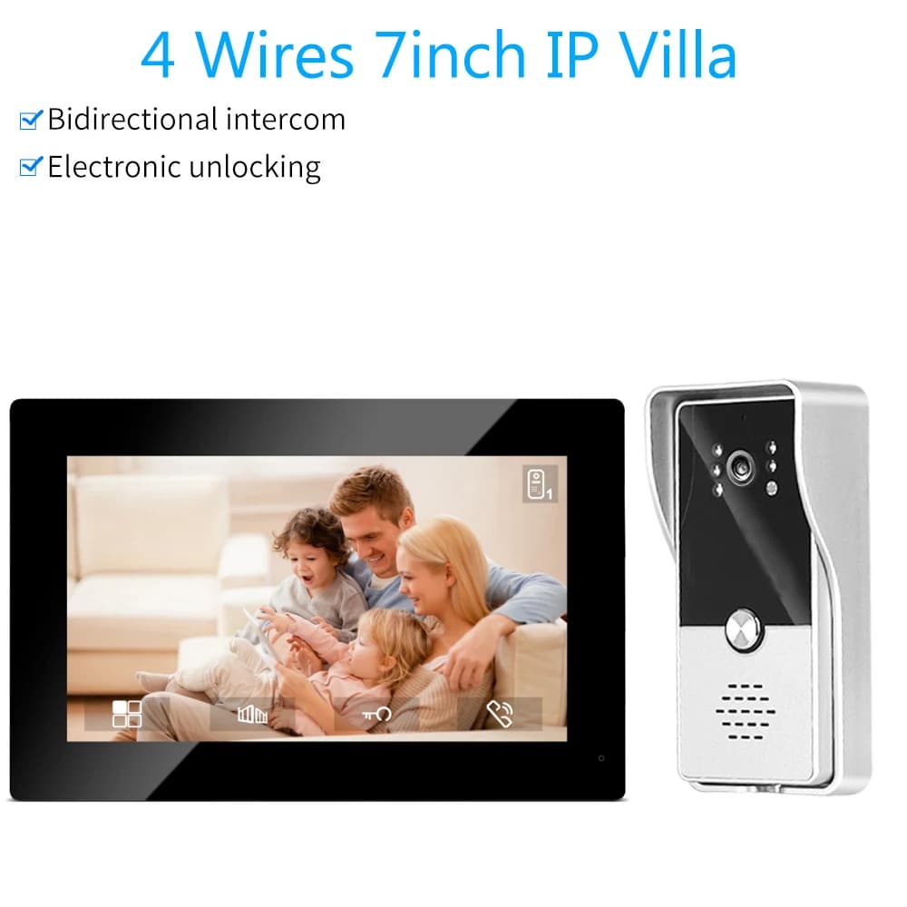 Videocitofono cablato a colori da 7 pollici Videocitofono visivo Videocitofono Kit videocitofono per casa IP Villa Appartamento M72T