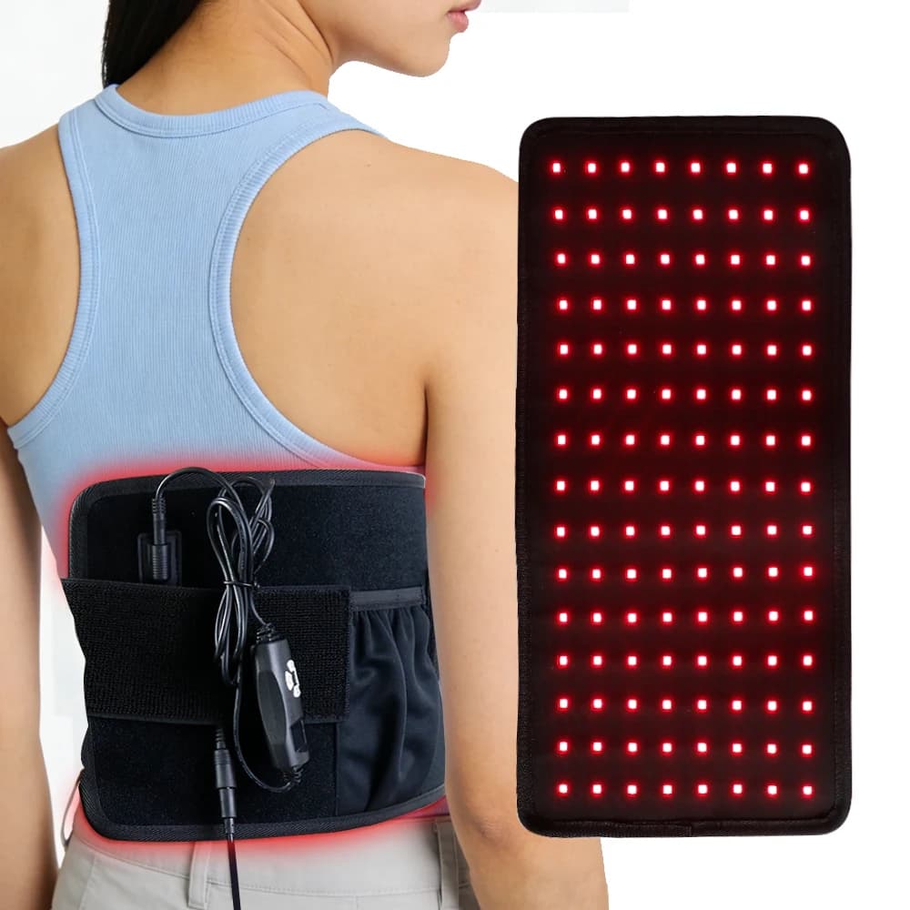 Cintura Massaggiante per Schiena con 120 LED 850nm 660nm, Luce Rossa, Fototerapia, Rilassamento, Sollievo dal Dolore, Modellamento del Corpo e Perdita di Peso