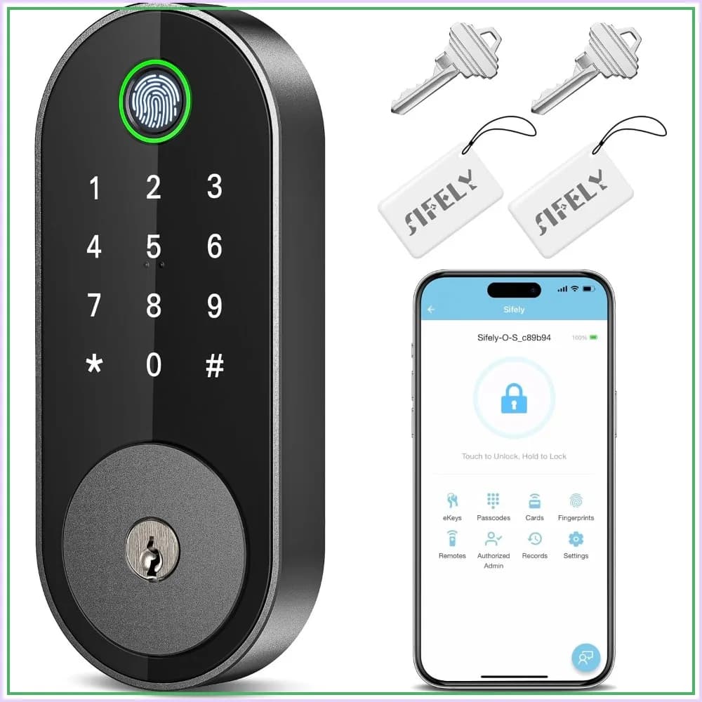 Smart Fingerprint Deadbolt with Keypad – Keyless Entry Lock for Home, Apartment, Office, Airbnb, Rental, Kids & Seniors, App & Code Access, Auto-Lock, Easy DIY Install, Works with Alexa & Google