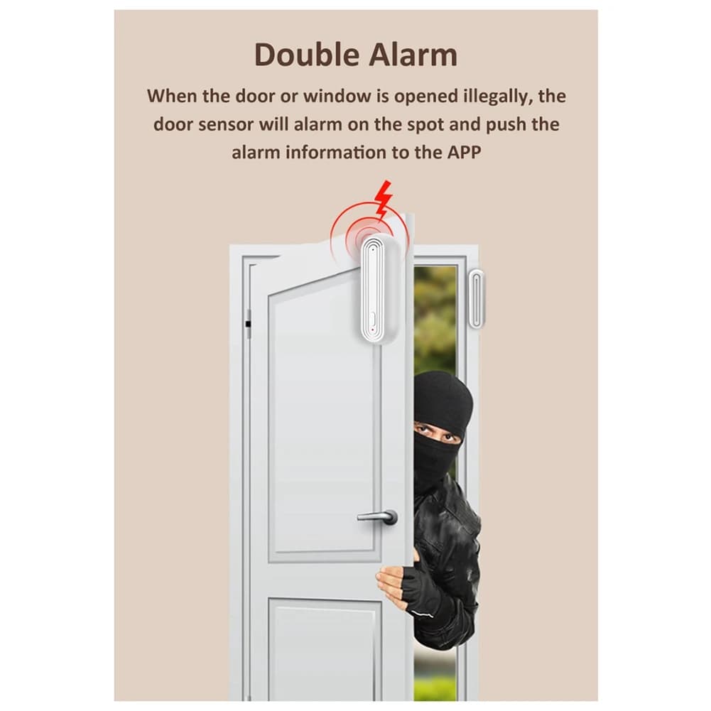 Tuya Wifi Smart Door Sensore magnetico App Controllo USB Wireless Sensore per porte e finestre Rilevatore di allarme magnetico per porte