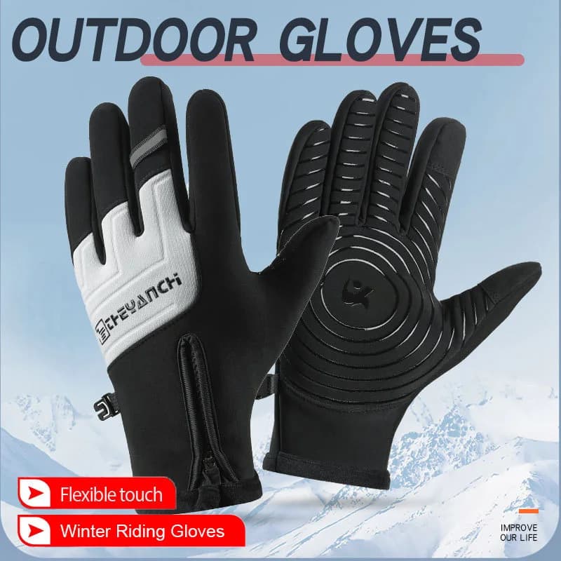 1 pair of men winter heat riding gloves - Hot touchscreen gloves windproof for cycling, skiing, driving, motorcycle gloves