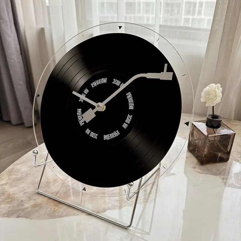 Original Vinyl Record Wall Clock Modern Minimalist Design Glass Material Wall Clock