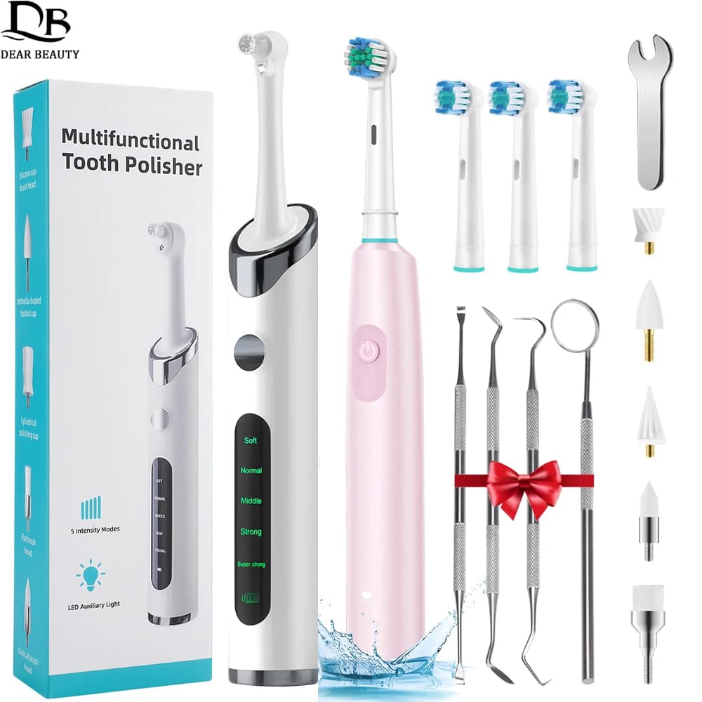 Electric Denti Polisher, Rechargeable Dental Scaler, Rotating Brush, Remove Tartar and Plate, Whitening and Cleaning Tools