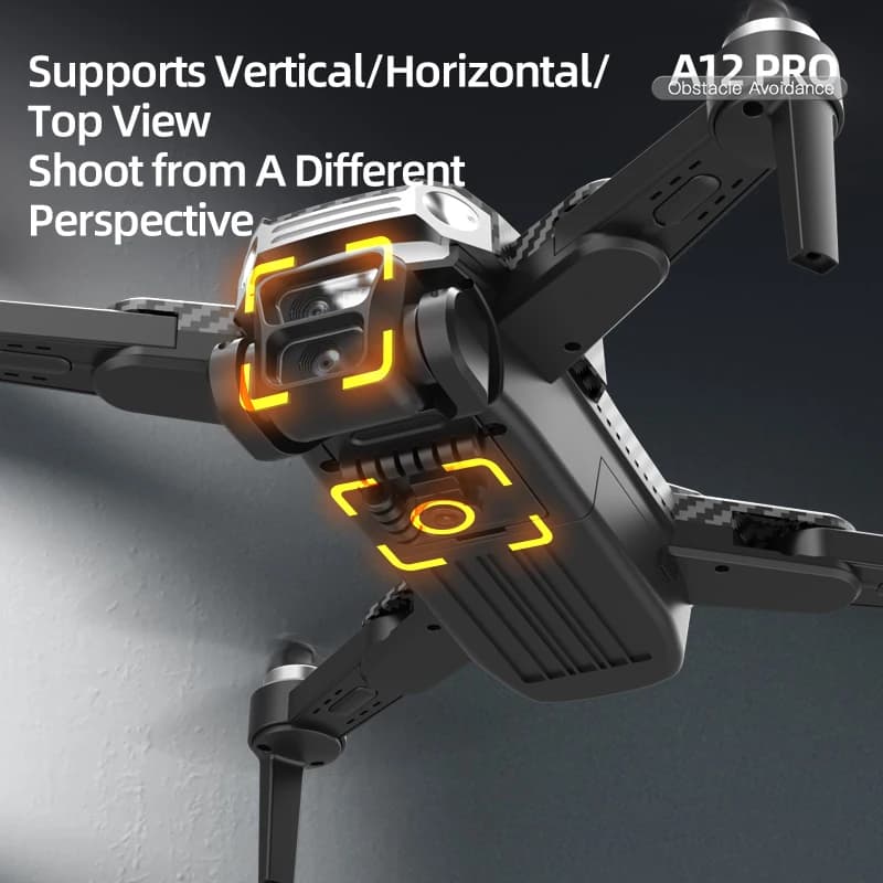 Drone A12 PRO: 360 ° Evitamento laser, regolazione elettrica a 3 camme, motore brushless, flusso ottico, pieghevole ad alte prestazioni