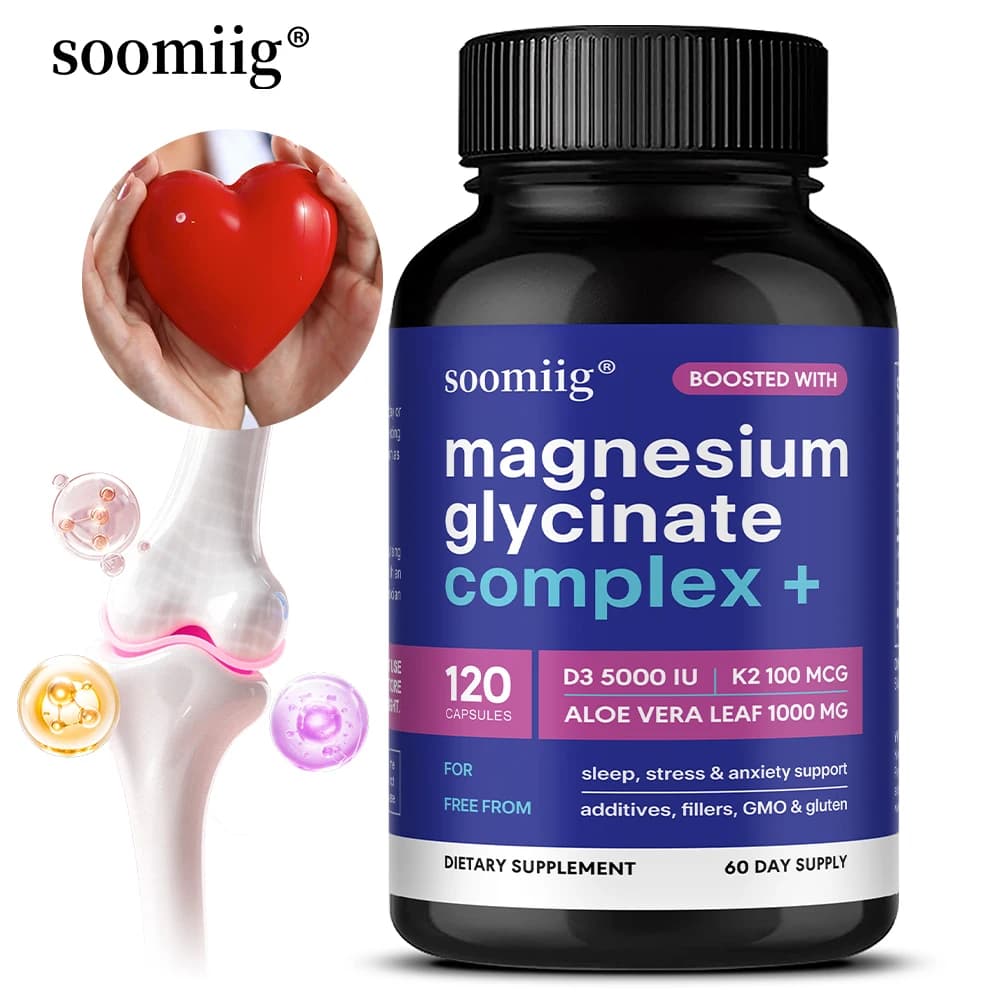 Magnesium glycine supplement for sleep health, relaxation, muscles, heart, bones and nerves, regulate emotions and cognition