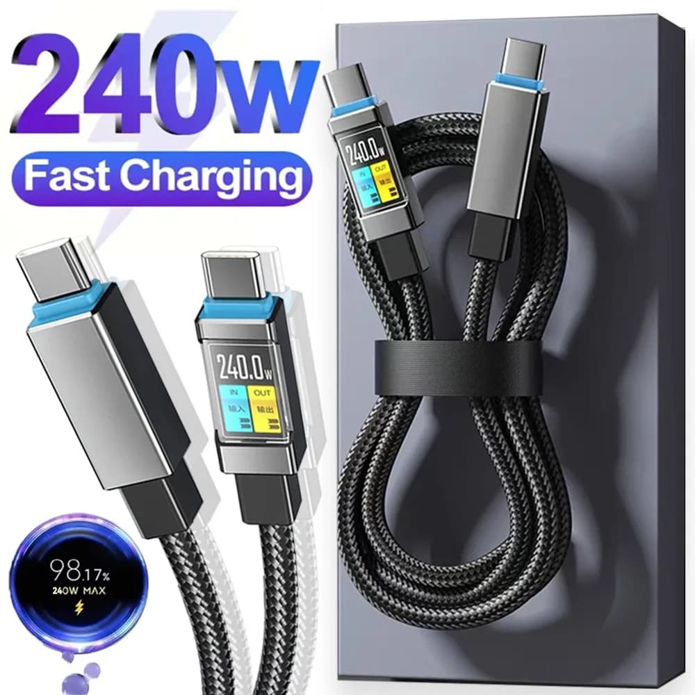 Cavo USB C a Tipo C Intrecciato con Chip E-marker da 240W per Ricarica Rapida Sicura per iPhone 17 16 15 Pro Max Xiaomi Samsung S24 S25