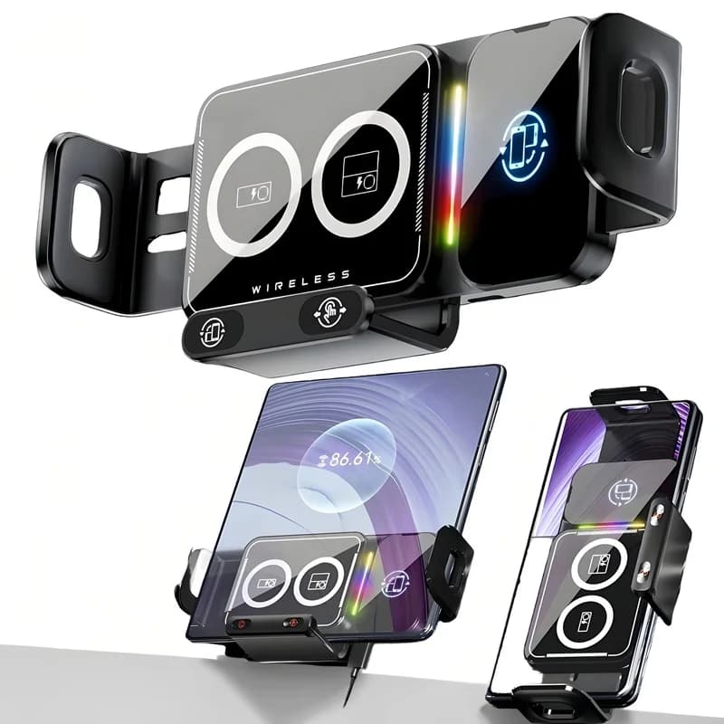 Supporto per caricabatterie wireless universale per telefono da auto da 15 W 360 ° Supporto di rotazione per Samsung Galaxy Fold 6 5 4 3 Z Flip S25 S24 Iphone 16 15