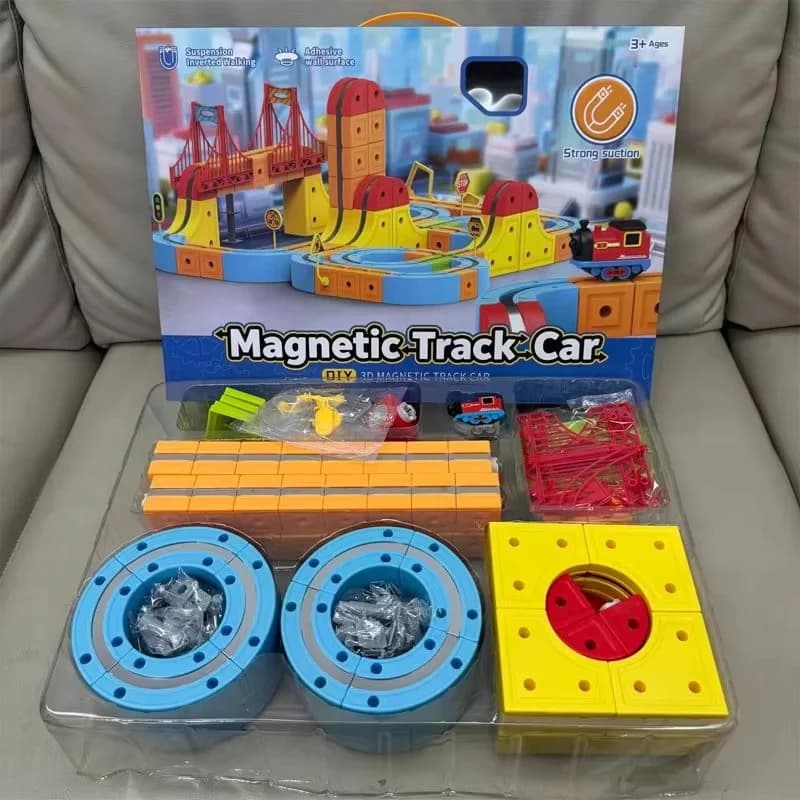 Auto da pista magnetica 3D Ragazzo Treno ad alta velocità Giocattolo educativo fai da te Versatile vagone magnetico antigravità Interazione genitore-figlio