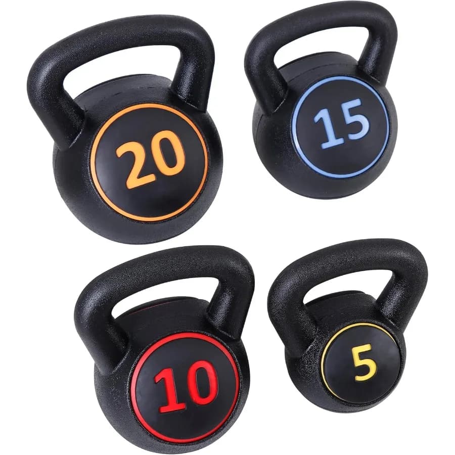 Set of kettlebell 3/4 pieces for women's gym at home exercise kettle fitness bell workout for strength kettlebells 5/10/15/20 full pounds