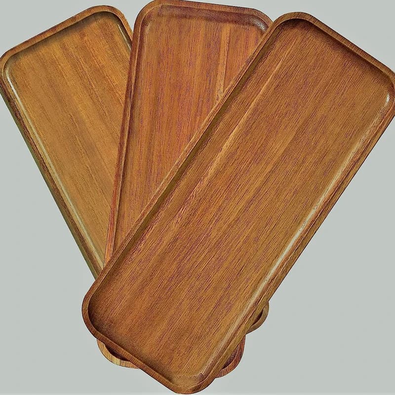 Piatto Rotondo in Legno Massello per Dessert, Vassoio in Stile Giapponese, Piatto per Snack e Frutta Secca - Stoviglie Ecologiche