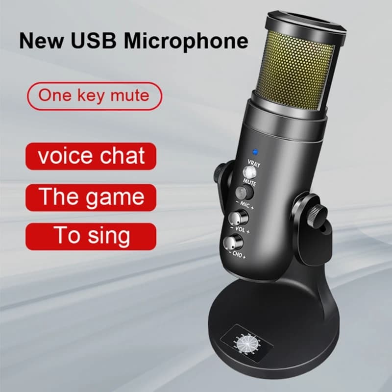 Microfono USB professionale multiuso Type-C per la registrazione della Chat del Computer del PC che canta la luce RGB con controllo della rotazione di 360 gradi