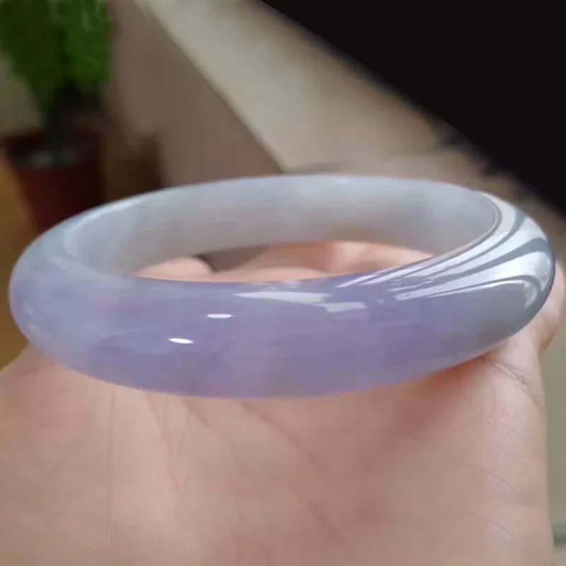 Natural , old mine Burmese jadeite , , ice-waxy violet jade bracelet