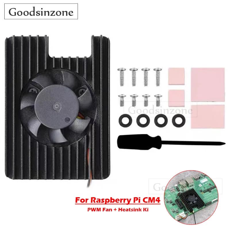 All-in-one cooling fan with heat sink for Raspberry Pi Compute Module 4 CM4 – Cooling with PWM speed control, low-profile design