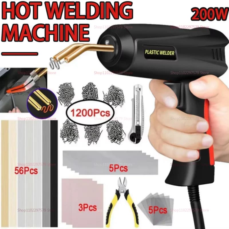 Kit di saldatura in plastica 2 in 1 aggiornato Cucitrice a caldo Pistola per saldatura Graffette per riparazione paraurti auto Riparazione saldatrice da 200 W