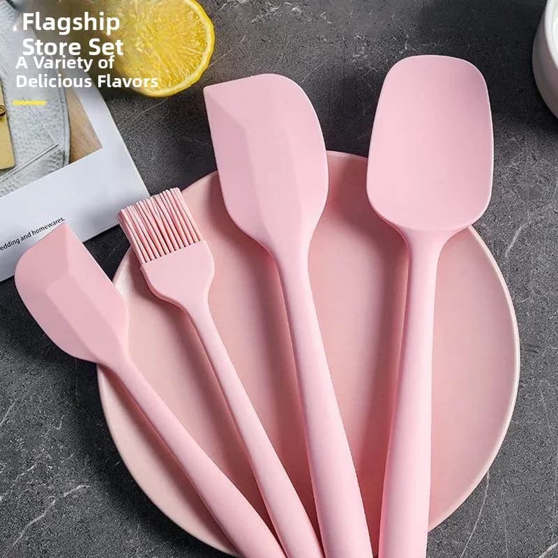 High-Temperature-Resistant Silicone Scraper Kitchen Tool Baking Cr Cake Stirring ovel Inteated Smoothing Knife Set