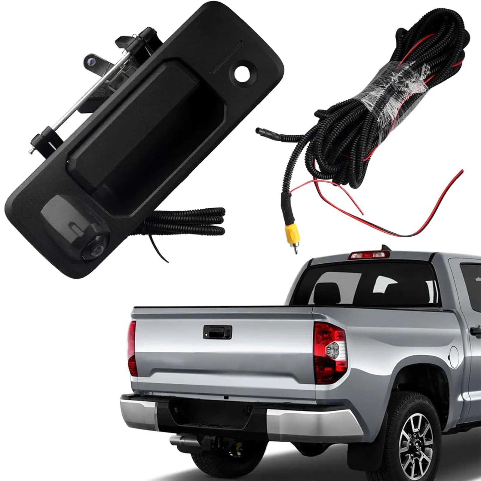 Maniglia del portellone Maniglia del portellone posteriore con foro per fotocamera | Compatibile con Toyota Tundra 2014-2021, Toyota Tacoma 2016-2021 | Repl