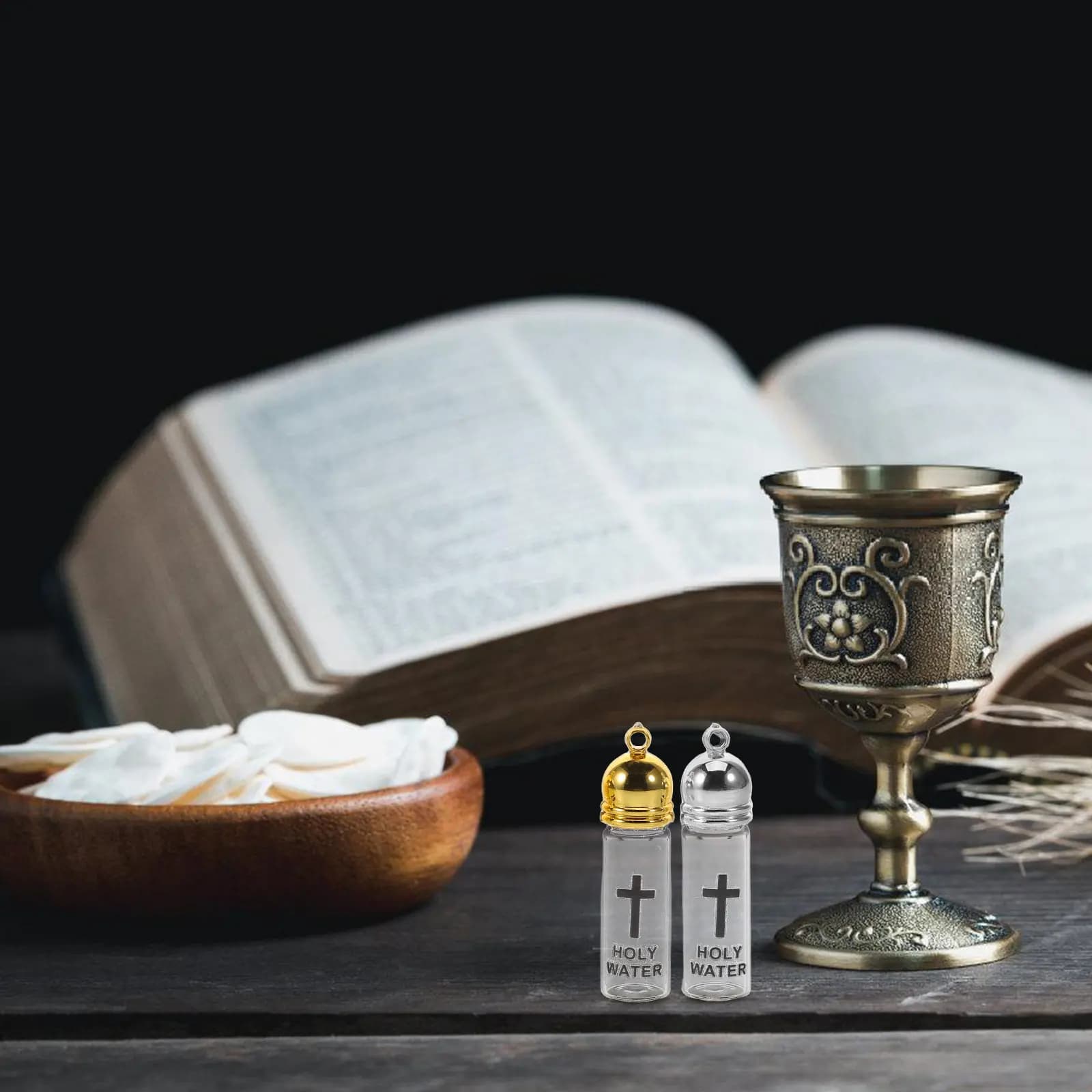 4Pcs Holy Water Bottles Glass Small Empty Refillable Christian Baptism Religious Ceremony Blessing Container Set