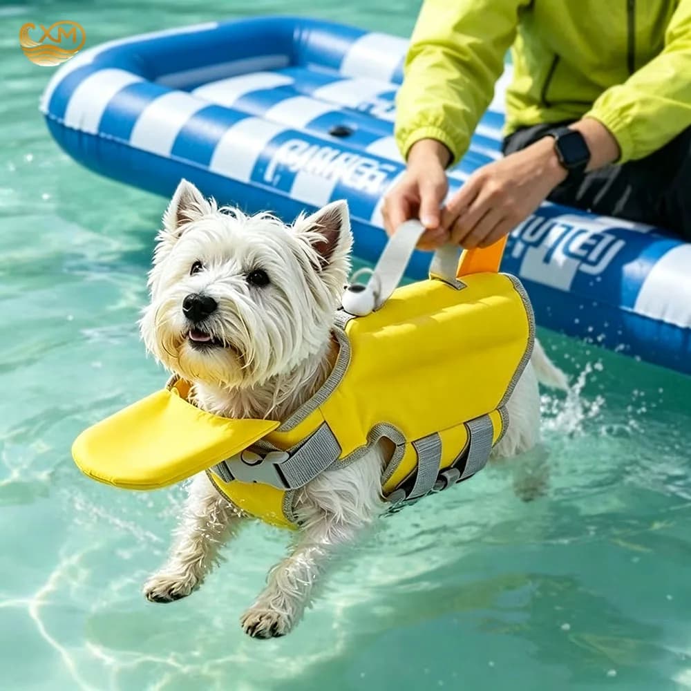Dog Life Jacket Dog Life Vest for Swimming Boating with Rescue Handle Adjustable High Flotation Pet Lifesaver