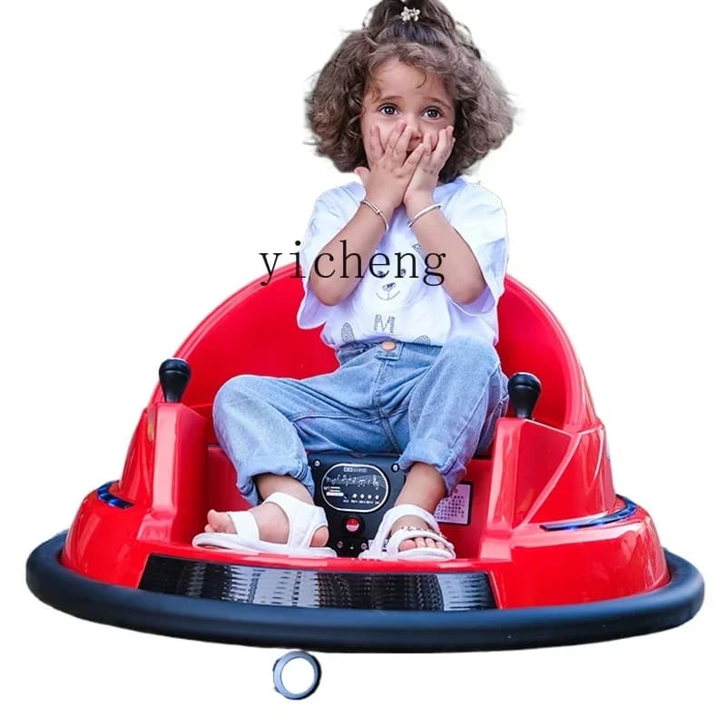 Tqh Auto elettrica per bambini, auto paraurti per neonati, può sedersi, passeggino per bambini, auto a quattro ruote con telecomando