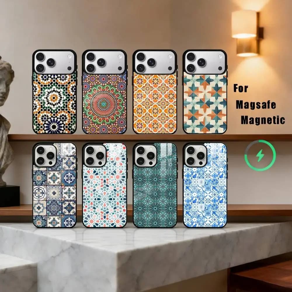 Cover per telefono T-Tile M-Moroccan Cool Art per iPhone 17, 16, 15, 14, 13, 12, 11 Plus, Pro Max, magnetica per ricarica wireless MagSafe