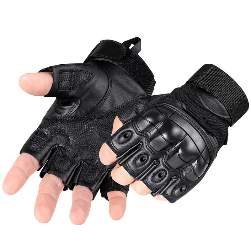 Guanti tattici da dito tattici in pelle PU per moto Accessori Esercito Militare Airsoft Tiro Caccia Lavoro Articoli per moto senza dita