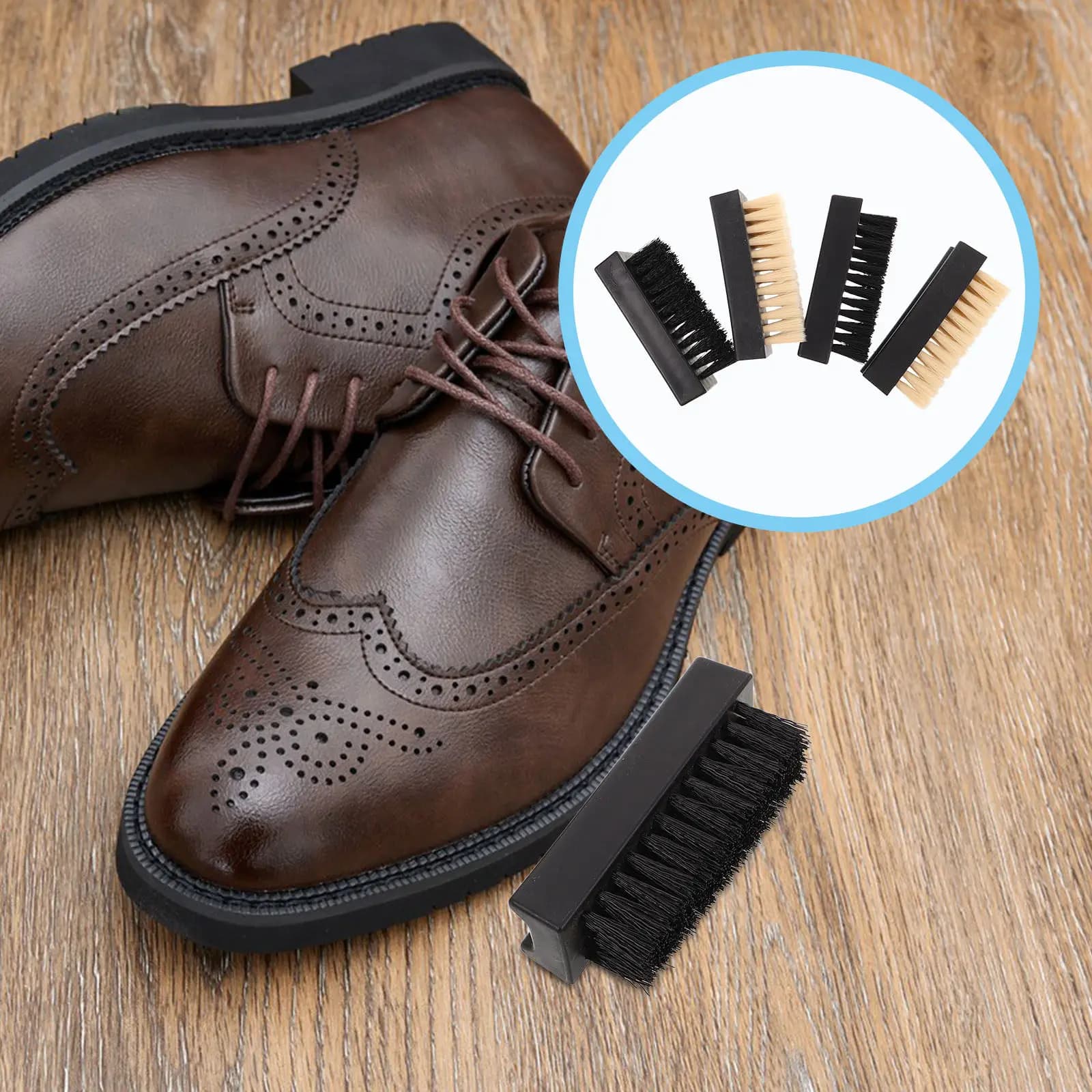 4 Pcs Cleaning Brush Polish Dauber Applicators Horsehair Shoe Care Brushes Boot Multi-function Cleaner Kit High Heel